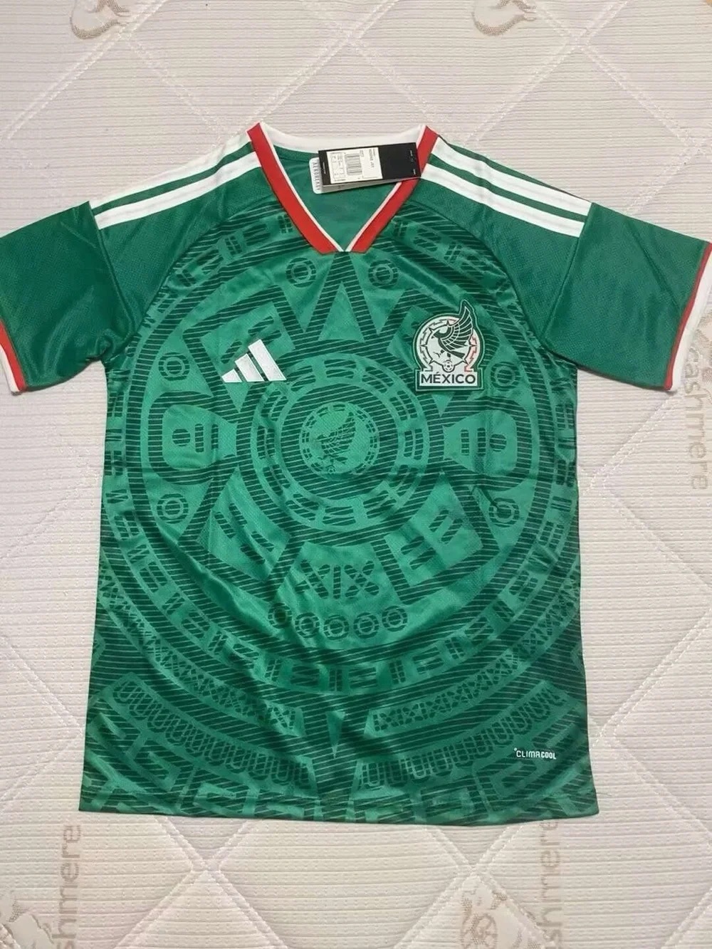 adidas Mexico Green Soccer Jersey with Red Trim
